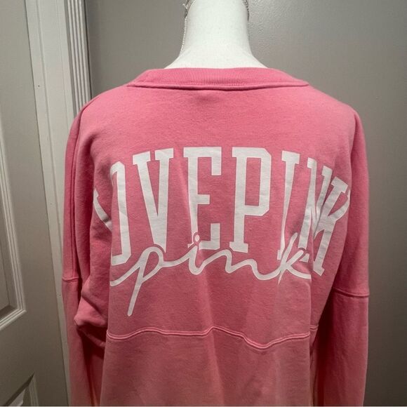 Pink by Victoria secrets women's varsity sweatshirt ombré size medium oversized - Picture 10 of 12
